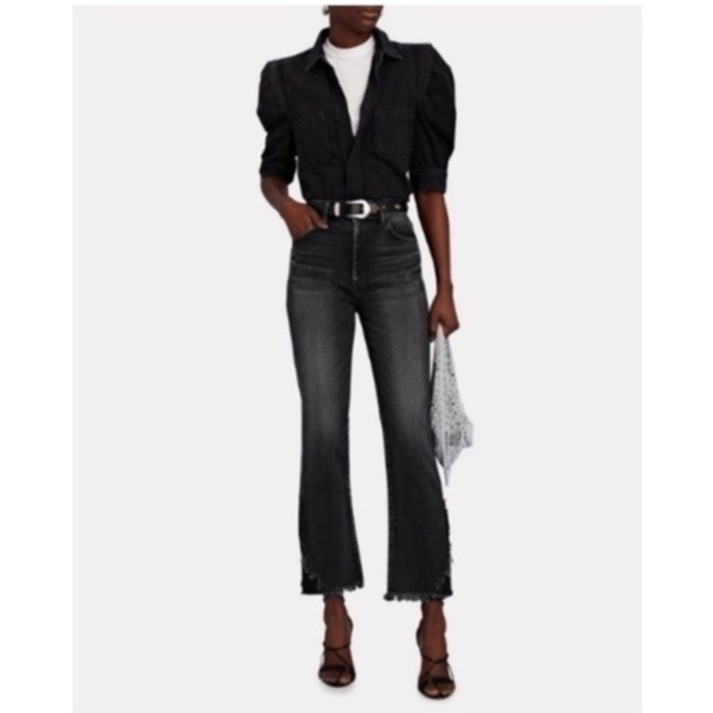 ✅ Moussy Jeans Alhambra Flare Fringe Hem in Black